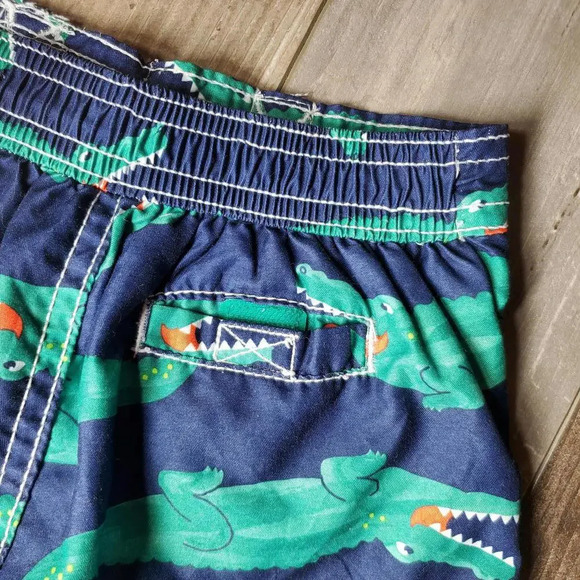 child of mine by carter's size 6-9m baby boy swim trunks blue green crocodile - Picture 8 of 10